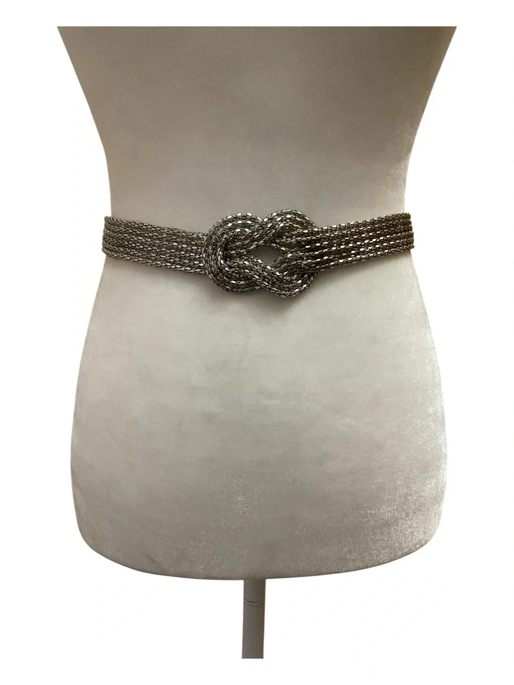 Womens Unmarked Silver Knitted Metallic Fashion Statement Belt Size S/M Evening